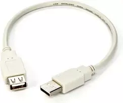 USB prailginimo kabelis su logotipu (2.0), USB A M - USB A F, 0,3 m, baltas, lizdinė pakuotė, EOL