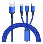 PremiumCord Kabelis 3 in 1 USB, 3 jungtys USB Type-C + mikro USB + Lightning pro Apple, 1,2 m