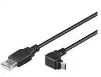 PremiumCord USB kabelis Micro USB 2.0 kabelis, A-B, jungtis úhl 90° 1m (černý)