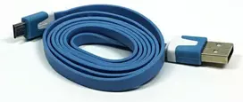 Neutralle USB laidas (2.0), USB A M - microUSB (M), 1m, plokščias, mėlyna