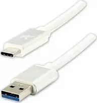 USB kabelio logotipas (3.2 gen 1), USB A M - USB C (M), 2m, 5Gb/s, 5V/3A, balta, dėžutė, nailono pynė, aliuminio jungties dangtelis