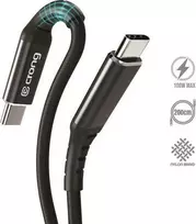 „Crong Armor Link“ – iš USB-C į USB-C 100 W 5A pintas laidas Maitinimo tiekimas Greitas įkrovimas 200 cm (juodas)