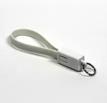 USB kabelis su logotipu (2.0), USB A M - microUSB (M), 0.2m, balta, lizdinė plokštelė, raktų pakabukas, EOL