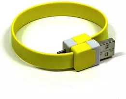 Logo USB kabelis (2.0), USB A M - microUSB (M), 0.25m, geltona, blister, na nadgarstek, EOL
