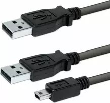 Logo USB kabelis (2.0), 2x USB A (M) - miniUSB (M), 0.6m, juoda, blister, EOL