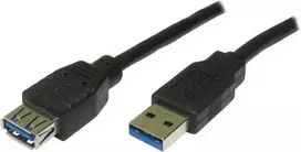 USB prailginimo kabelis su logotipu (3.0), USB A M - USB A F, 1.8m, juodas, lizdinė plokštelė, EOL