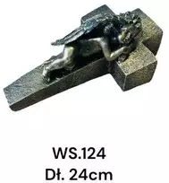 Mondex Since 1986 Figūrinis kryžius su miegančiu angeliuku, pilkas, 13x22,5x10,5cm, sidabrinis
