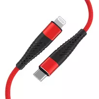Fusion Accessories Fusion Priedai "Fusion Fishbone" USB-C ir "Lightning" kabelis 30W | 3A | 1,5 m raudonas