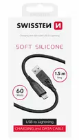 Swissten minkštas silikoninis duomenų kabelis USB / Lightning 1,5 m / 60 W