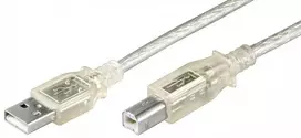 USB kabelis Goobay USB-A - USB-B 1.8 m Permatomas (JAB-758942)