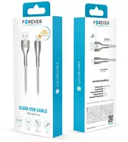 „Forever Sleek“ USB – „Lightning“ laidas 1,0 m 2,4 A baltas