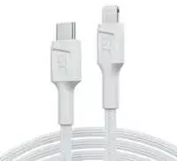 Green Cell Žalias Cell Kabelis Baltas USB-C – Lightning MFi 1m per Apple iPhone Žalias Cell PowerStream, su greitu Power Delivery įkrovimu