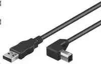 PREMIUMCORD USB 2.0 A-B jungiamasis laidas 0,5 m - sulenkta B jungtis 90°