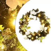 Kalėdinis vainikas su LED lemputėmis, juodos spalvos, 60cm, PVC