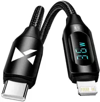 Wozinsky WUCLC2 Lightning - USB-C 36W 480Mb/s laidas 2m su ekranu - juodas