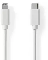 Nedis Lightning Kabelis- USB 2.0 | Apple Lightning 8-Pin | USB-C™ Stecker | 480Mbps | Vernickelt | 1.00 m | Rund | PVC | Weiss | Label