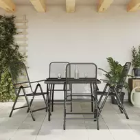 Lauko baldų komplektas Sodo valgomojo baldų komplektas, 5 dalių, antracito, metalas