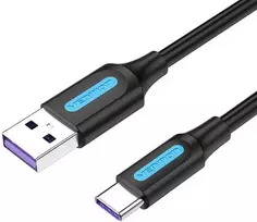 Vention USB 2.0 A į USB-C 5A kabelio anga CORBF 1m juodas PVC
