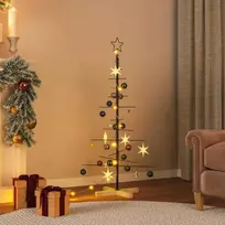Metalinė Kalėdų eglutė su mediniu pagrindu, juoda, 120 cm