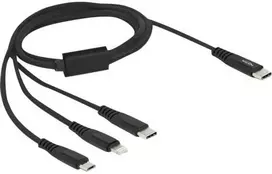 Delock USB Ladekabel 3 in 1 USB Type-C zu Lightning / Micro USB / USB Type-C 1m