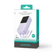 Joyroom JR-PBC07 20000mAh 30W mini power bank su USB-C and Lightning kabeliss - violetinės spalvos
