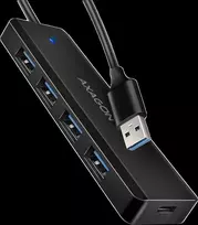 AXAGON HUE-C1A 4x USB3.2 Gen 1 Travel hub, USB-C power IN, w. 20cm Type-A cable