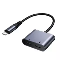 Du viename garso adapteris Joyroom SY-L02 Lightning į dvigubą žaibą (juodas)