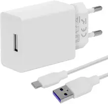OBAL:ME laidinis įkroviklis USB-A 10W + USB-A/USB-C kabelis 1m baltos spalvos