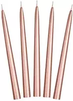 Party Deco Ilgos didelės žvakės 24cm 10vnt rausvai auksinės