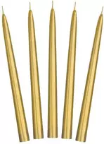 Party Deco Ilgos didelės žvakės 24cm 10vnt auksinės