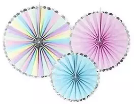 PartyDeco Popierinės dekoracijos-vėduoklės Vienaragis, 1 pak/3 vnt