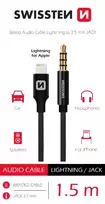 Swissten Kabelis USB Sourcing Lightning - mini Jack 3.5 mm 1.5 m Juodas (73501213)