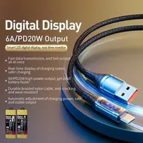 WEKOME WDC-166 Sakin serija – USB-A su „Lightning“ 6A greito įkrovimo 1 m jungiamuoju laidu (tamsu)