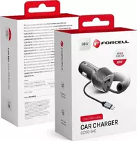 Car charger Forcell F-Energy Carbon USB A QC3.0 PD 3A 38W with cable USB C CC50-1AC juodas