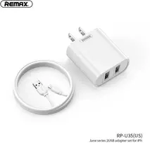 Sieninio įkroviklio rinkinys REMAX RP-U35 2.1A 2×USB su Lightning kabeliu, JAV kištukas
