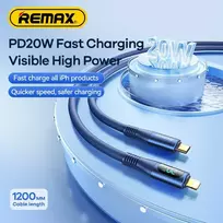 Greito įkrovimo kabelis REMAX RC-C031 20W PD su skaitmeniniu ekranu USB-C į Lightning: Spalva - Deep Jungle žalia