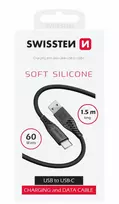 Swissten minkštas silikoninis duomenų kabelis USB / USB-C / 1,5 m / 60 W