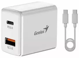 Įkroviklis Genius Maitinimo šaltinis / sieciowy adapter 20W, 2-portowy, USB-C, USB-A, PD-20ACP