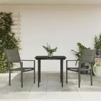 Lauko baldų komplektas Sodo valgomojo komplektas, 3 dalių, juodas, plienas/tekstilenas