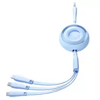 3in1 Joyroom Spalvingas USB į USB-C/Lightning/Micro USB laidas 3.5A, 1m (mėlynas)