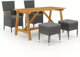 Lauko baldų komplektas Sodo valgomojo baldų komplektas, 5 dalių, pilkos spalvos
