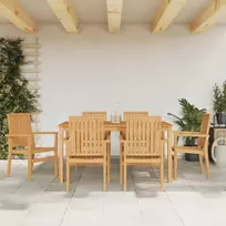 Sudedamos sodo kėdės, 6vnt., 56,5x57,5x91cm, tikmedžio masyvas