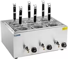 Royal Catering Makaronų gaminimo aparatas - viryklė makaronams ir virtinukams virti, 3 kamerų su čiaupais
