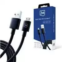 3MK Hyper Cable USB-A – Micro USB1.2m 5V 2,4A juodos spalvos cable