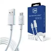 3MK Hyper kabelis USB-A – Micro USB 1,2m 5V 2,4A baltas laidas