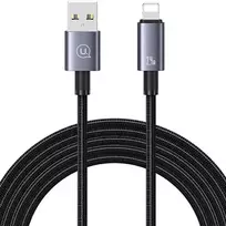 USAMS USB laidas į „Lightning“ 2.4A 2m greito įkrovimo, plienas/juodas SJ669USB01 (US-SJ669)
