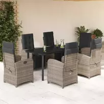 Lauko baldų komplektas Sodo komplektas su pagalvėlėmis, 7 dalių, pilkas, poliratanas