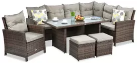 Lauko baldų komplektas IBIZA Corner + su foteliu, Brown