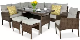 Lauko baldų komplektas CORTINA Corner + su foteliu, Brown