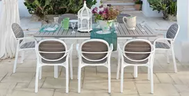 Lauko baldų komplektas PALMA/ALLORO - 8/210, Bianco Tortora